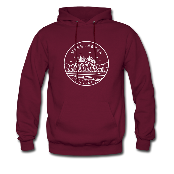 Washington Hoodie - State Design Unisex Washington Hooded Sweatshirt - burgundy