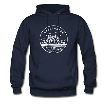 Washington Hoodie - State Design Unisex Washington Hooded Sweatshirt - navy