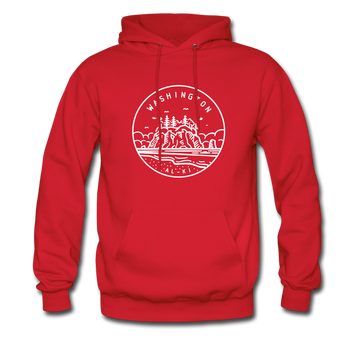 Washington Hoodie - State Design Unisex Washington Hooded Sweatshirt - red