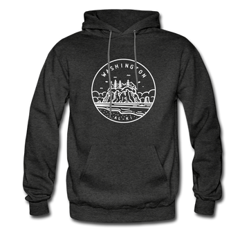 Washington Hoodie - State Design Unisex Washington Hooded Sweatshirt - charcoal gray