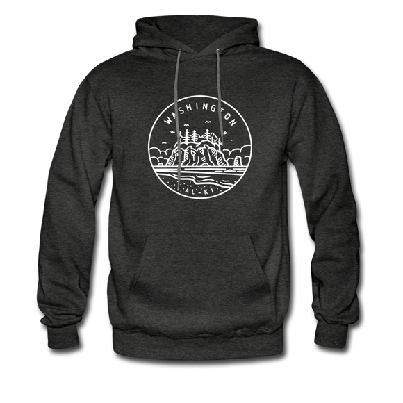 Washington Hoodie - State Design Unisex Washington Hooded Sweatshirt - charcoal gray