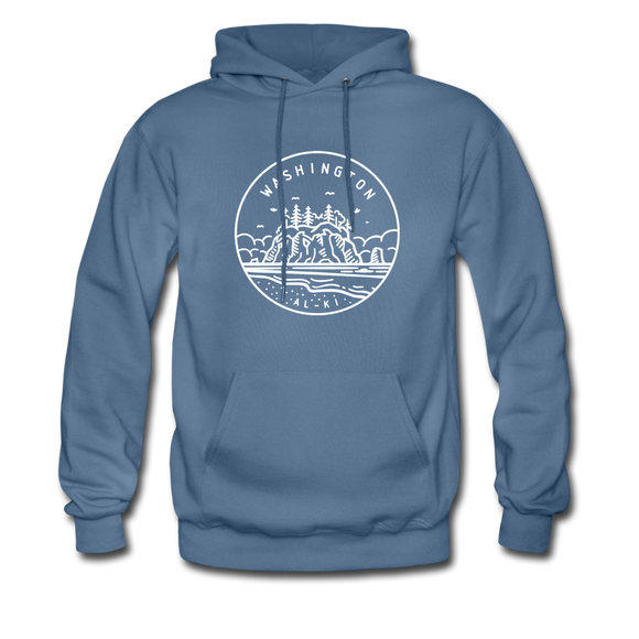 Washington Hoodie - State Design Unisex Washington Hooded Sweatshirt - denim blue