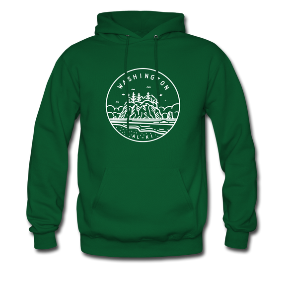 Washington Hoodie - State Design Unisex Washington Hooded Sweatshirt - forest green