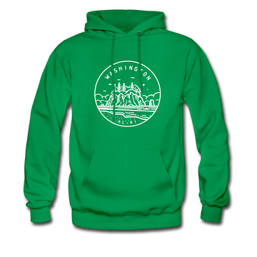Washington Hoodie - State Design Unisex Washington Hooded Sweatshirt - kelly green