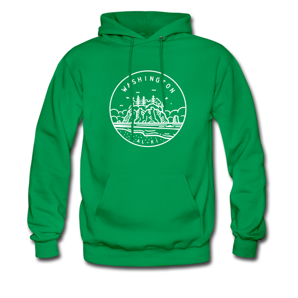 Washington Hoodie - State Design Unisex Washington Hooded Sweatshirt - kelly green