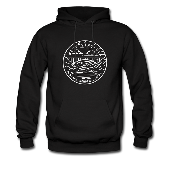 West Virginia Hoodie - State Design Unisex West Virginia Hooded Sweatshirt - black