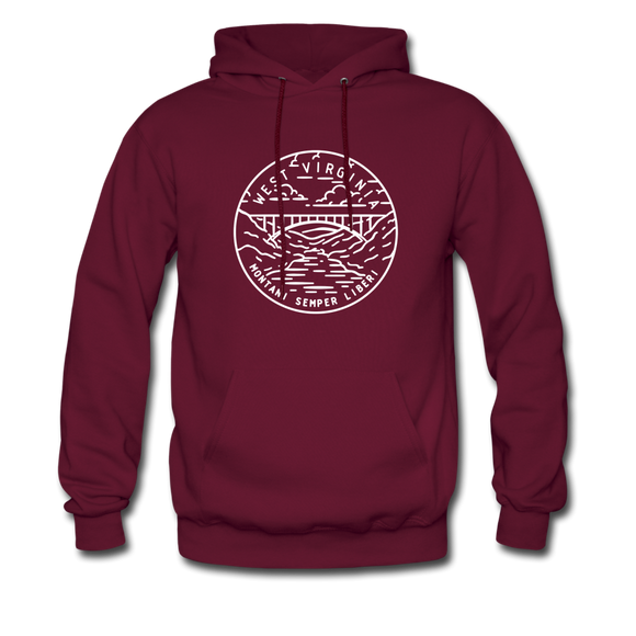 West Virginia Hoodie - State Design Unisex West Virginia Hooded Sweatshirt - burgundy