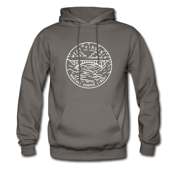 West Virginia Hoodie - State Design Unisex West Virginia Hooded Sweatshirt - asphalt gray