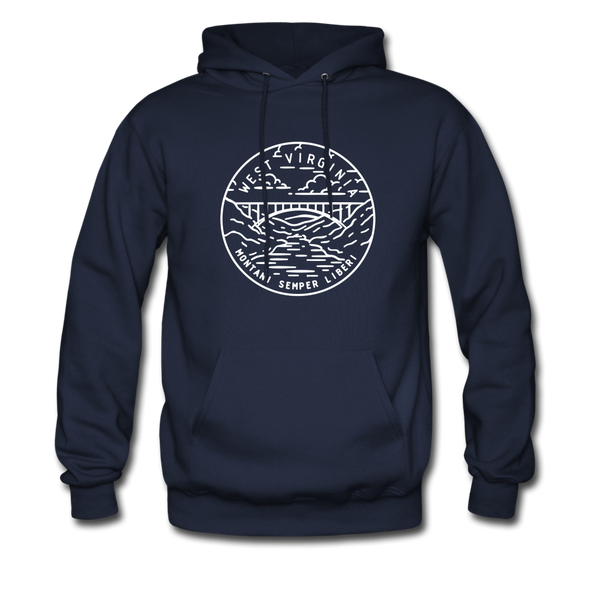 West Virginia Hoodie - State Design Unisex West Virginia Hooded Sweatshirt - navy