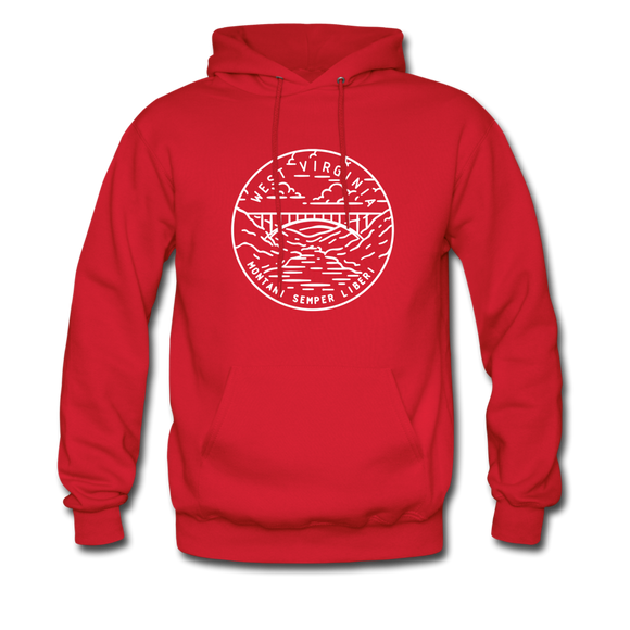 West Virginia Hoodie - State Design Unisex West Virginia Hooded Sweatshirt - red