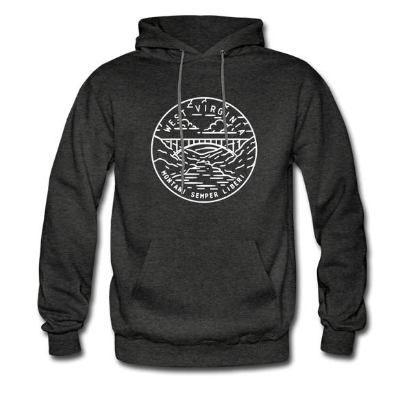 West Virginia Hoodie - State Design Unisex West Virginia Hooded Sweatshirt - charcoal gray