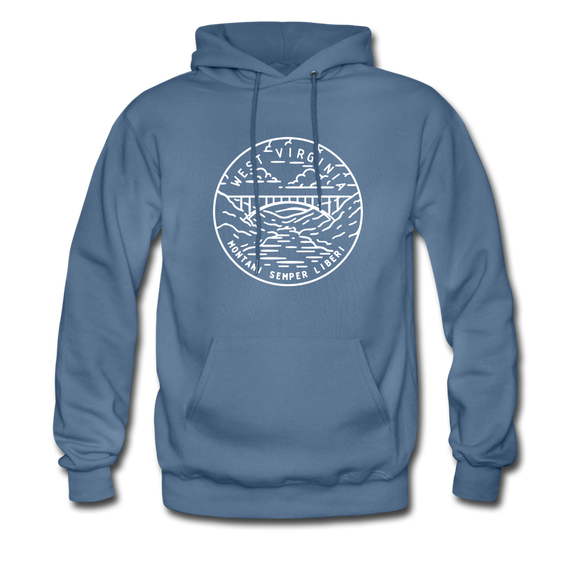 West Virginia Hoodie - State Design Unisex West Virginia Hooded Sweatshirt - denim blue