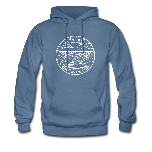 West Virginia Hoodie - State Design Unisex West Virginia Hooded Sweatshirt - denim blue