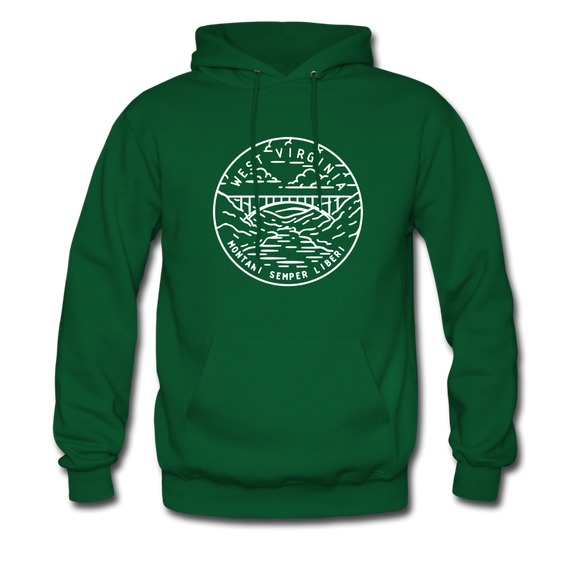 West Virginia Hoodie - State Design Unisex West Virginia Hooded Sweatshirt - forest green