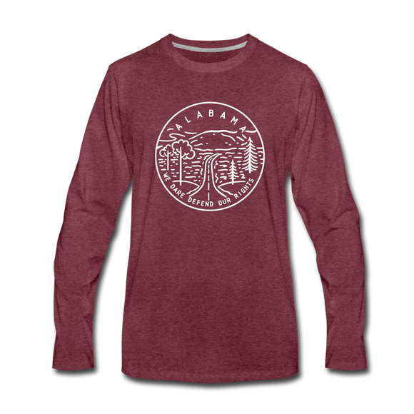 Alabama Long Sleeve T-Shirt - State Design Unisex Alabama Long Sleeve Shirt - heather burgundy