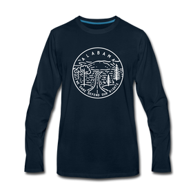 Alabama Long Sleeve T-Shirt - State Design Unisex Alabama Long Sleeve Shirt - deep navy
