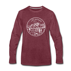 Colorado Long Sleeve T-Shirt - State Design Unisex Colorado Long Sleeve Shirt - heather burgundy