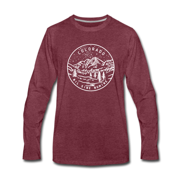 Colorado Long Sleeve T-Shirt - State Design Unisex Colorado Long Sleeve Shirt - heather burgundy