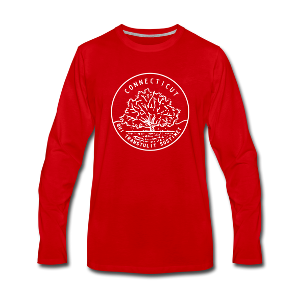 Connecticut Long Sleeve T-Shirt - State Design Unisex Connecticut Long Sleeve Shirt - red