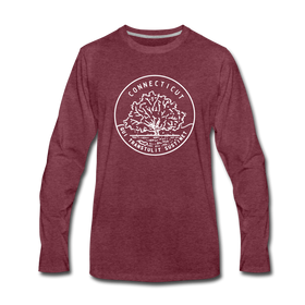 Connecticut Long Sleeve T-Shirt - State Design Unisex Connecticut Long Sleeve Shirt - heather burgundy