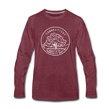 Connecticut Long Sleeve T-Shirt - State Design Unisex Connecticut Long Sleeve Shirt - heather burgundy