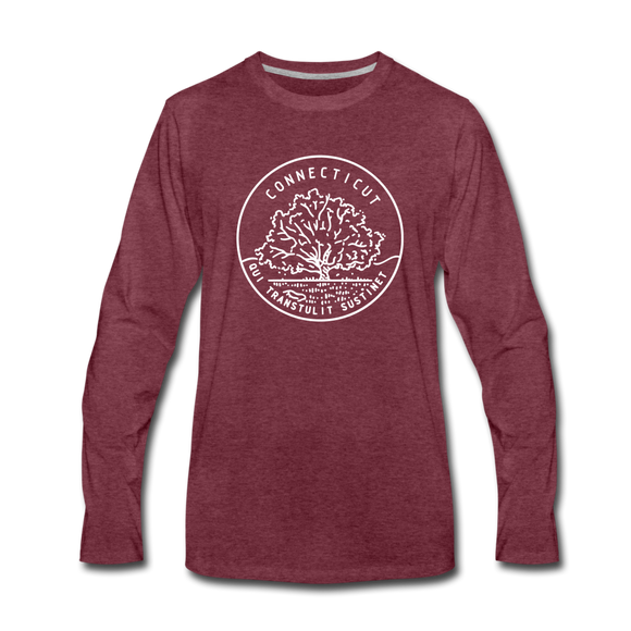 Connecticut Long Sleeve T-Shirt - State Design Unisex Connecticut Long Sleeve Shirt - heather burgundy