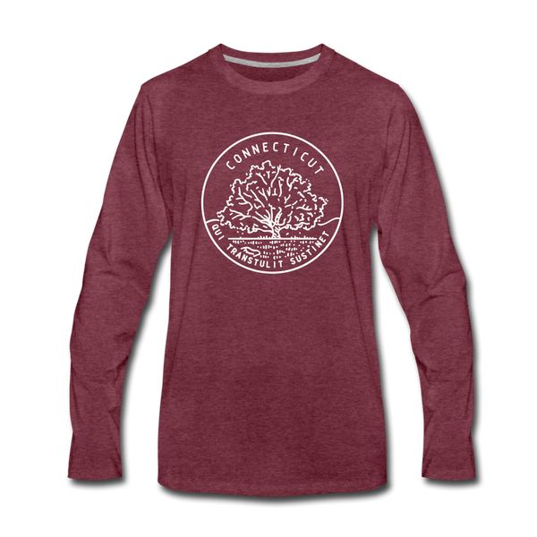 Connecticut Long Sleeve T-Shirt - State Design Unisex Connecticut Long Sleeve Shirt - heather burgundy