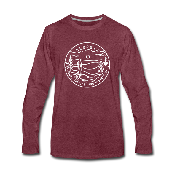 Georgia Long Sleeve T-Shirt - State Design Unisex Georgia Long Sleeve Shirt - heather burgundy