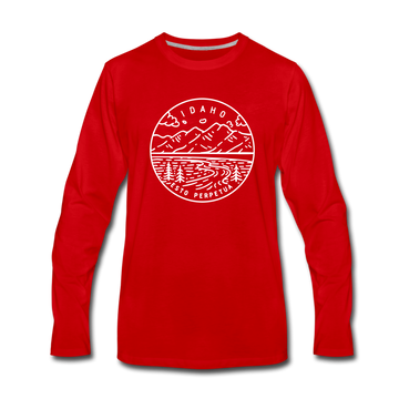 Idaho Long Sleeve T-Shirt - State Design Unisex Idaho Long Sleeve Shirt - red