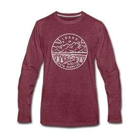 Idaho Long Sleeve T-Shirt - State Design Unisex Idaho Long Sleeve Shirt - heather burgundy