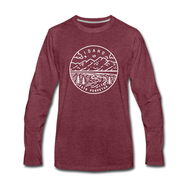 Idaho Long Sleeve T-Shirt - State Design Unisex Idaho Long Sleeve Shirt - heather burgundy