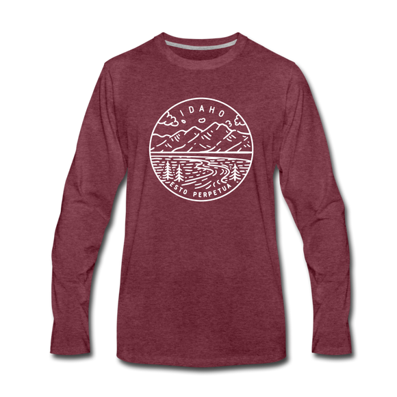Idaho Long Sleeve T-Shirt - State Design Unisex Idaho Long Sleeve Shirt - heather burgundy