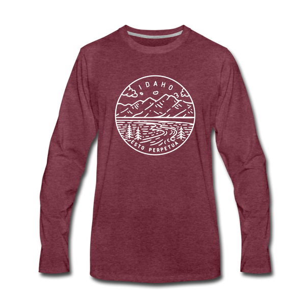Idaho Long Sleeve T-Shirt - State Design Unisex Idaho Long Sleeve Shirt - heather burgundy