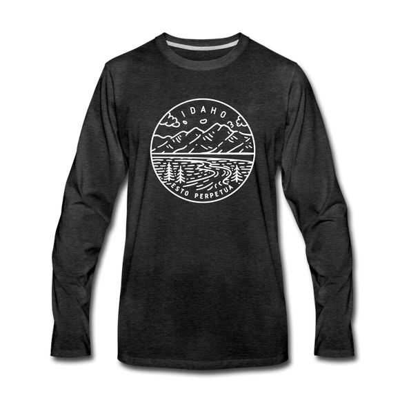 Idaho Long Sleeve T-Shirt - State Design Unisex Idaho Long Sleeve Shirt - charcoal gray