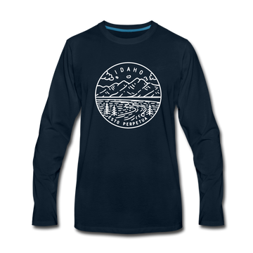 Idaho Long Sleeve T-Shirt - State Design Unisex Idaho Long Sleeve Shirt - deep navy