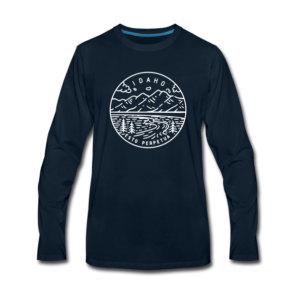 Idaho Long Sleeve T-Shirt - State Design Unisex Idaho Long Sleeve Shirt - deep navy