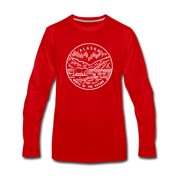 Alaska Long Sleeve T-Shirt - State Design Unisex Alaska Long Sleeve Shirt - red