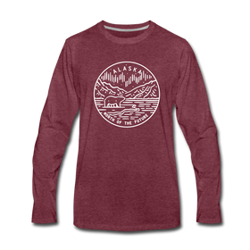 Alaska Long Sleeve T-Shirt - State Design Unisex Alaska Long Sleeve Shirt - heather burgundy