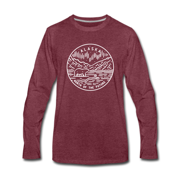 Alaska Long Sleeve T-Shirt - State Design Unisex Alaska Long Sleeve Shirt - heather burgundy
