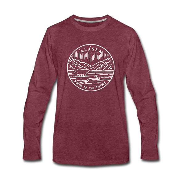 Alaska Long Sleeve T-Shirt - State Design Unisex Alaska Long Sleeve Shirt - heather burgundy