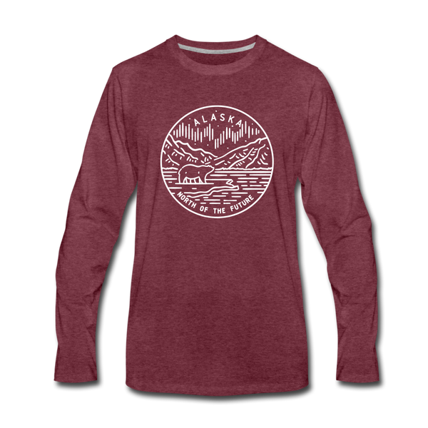 Alaska Long Sleeve T-Shirt - State Design Unisex Alaska Long Sleeve Shirt - heather burgundy