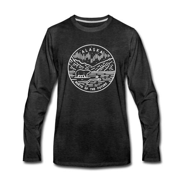 Alaska Long Sleeve T-Shirt - State Design Unisex Alaska Long Sleeve Shirt - charcoal gray
