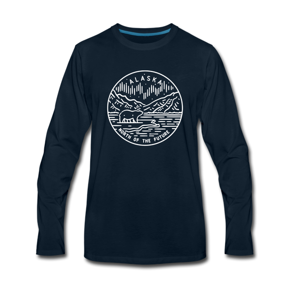 Alaska Long Sleeve T-Shirt - State Design Unisex Alaska Long Sleeve Shirt - deep navy