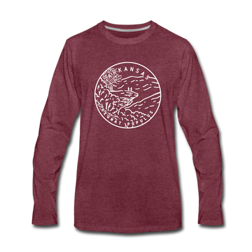 Arkansas Long Sleeve T-Shirt - State Design Unisex Arkansas Long Sleeve Shirt - heather burgundy
