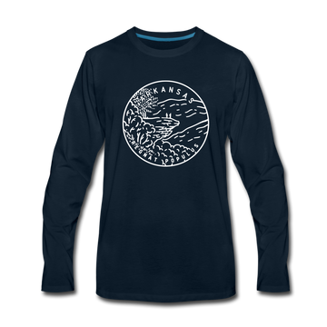 Arkansas Long Sleeve T-Shirt - State Design Unisex Arkansas Long Sleeve Shirt - deep navy