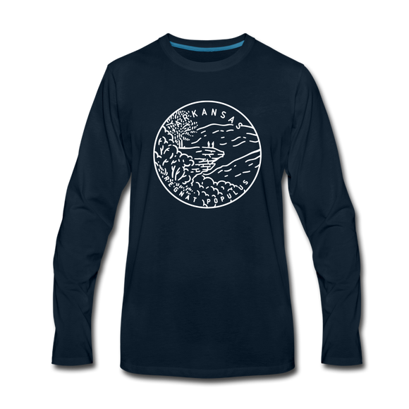Arkansas Long Sleeve T-Shirt - State Design Unisex Arkansas Long Sleeve Shirt - deep navy