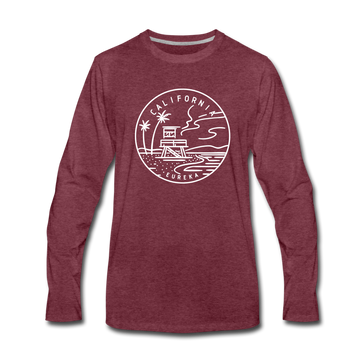 California Long Sleeve T-Shirt - State Design Unisex California Long Sleeve Shirt - heather burgundy