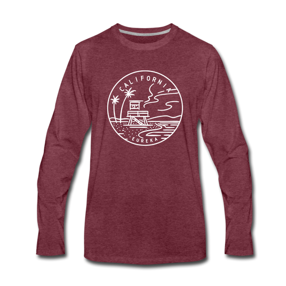 California Long Sleeve T-Shirt - State Design Unisex California Long Sleeve Shirt - heather burgundy