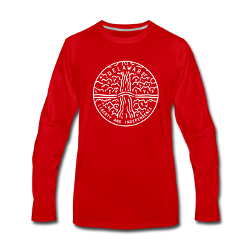 Delaware Long Sleeve T-Shirt - State Design Unisex Delaware Long Sleeve Shirt - red