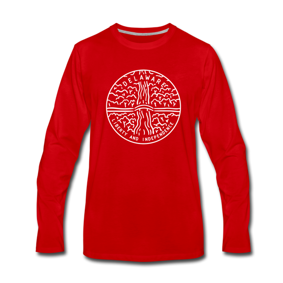 Delaware Long Sleeve T-Shirt - State Design Unisex Delaware Long Sleeve Shirt - red